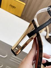 kitlife Fendi Delfina Brown fabric high-heeled sandals 95mm - 5