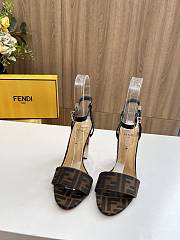 kitlife Fendi Delfina Brown fabric high-heeled sandals 95mm - 6