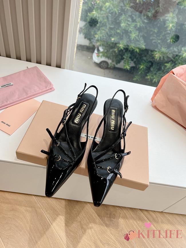 Kitlife Miu Miu 55mm buckle-embellished slingblack pumps black - 1