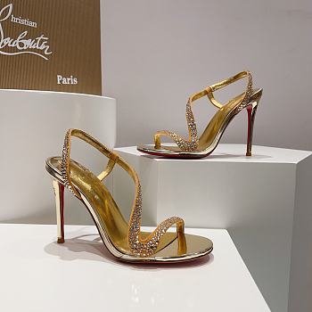 Kitlife Louboutin CL black stone 100 mm heels gold