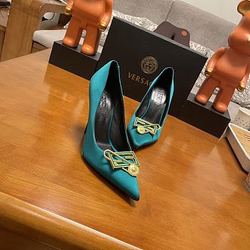 Kitlife Versace pump heel blue 8.5cm