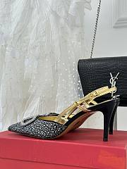 kitlife Valentino Garavani embroidered slingback pump crystal appliqués black 80 mm - 2