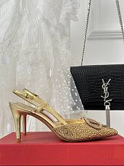 kitlife Valentino Garavani embroidered slingback pump crystal appliqués gold 80 mm - 6