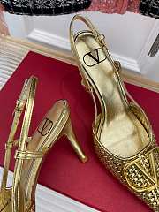 kitlife Valentino Garavani embroidered slingback gold pump 80 mm - 3
