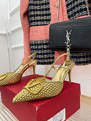 kitlife Valentino Garavani embroidered slingback gold pump 80 mm - 5