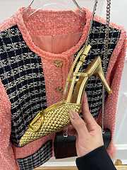 kitlife Valentino Garavani embroidered slingback gold pump 80 mm - 6