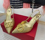 kitlife Valentino Garavani embroidered slingback gold pump 80 mm - 1