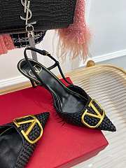 kitlife Valentino Garavani embroidered slingback black pump 80 mm - 3