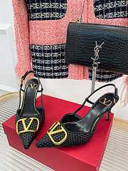 kitlife Valentino Garavani embroidered slingback black pump 80 mm - 5