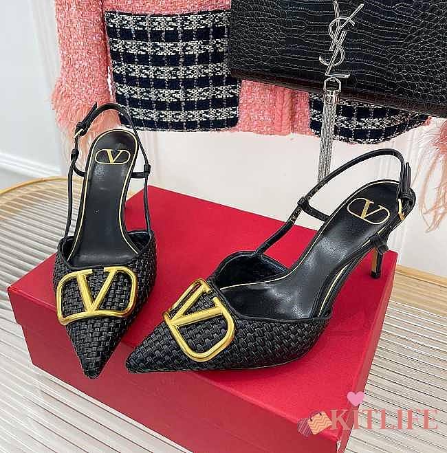 kitlife Valentino Garavani embroidered slingback black pump 80 mm - 1