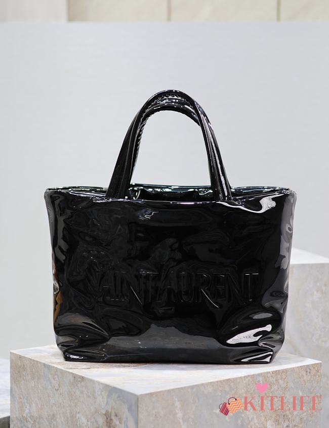 Kitlife YSL black logo debossed large tote bag shiny leather - 50x43x17 cm - 1
