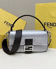 Kitlife fendi Baguette Leather bag with gradient gray sequins bag - 27cm - 1