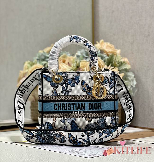 kitlife Dior lady butterfly blue bag - 24x20x11cm - 1