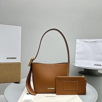 Kitlife Jacquemus Women's Brown Le Regalo Leather Tote Bag brown - 20x22x10 cm