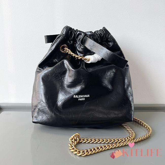 Kitlife Balenciaga Crush quilted leather tote bag black - 27x10x32cm - 1