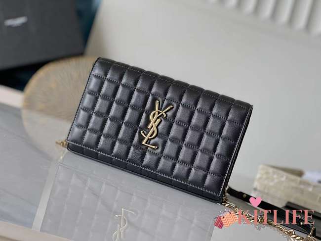 Kitlife SAINT LAURENT Cassandre Chain Wallet in Matelassé Carré Leather black - 23x14x3cm - 1