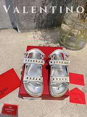 kilife VALENTINO ROCKSTUD SILVER LEATHER SANDALS - 1