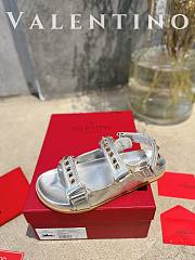 kilife VALENTINO ROCKSTUD SILVER LEATHER SANDALS - 6