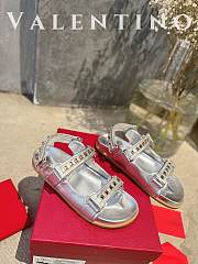 kilife VALENTINO ROCKSTUD SILVER LEATHER SANDALS - 3