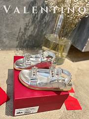 kilife VALENTINO ROCKSTUD SILVER LEATHER SANDALS - 2