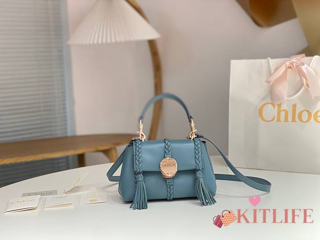 Kitlife CHLOE Penelope leather top-handle bag Blue- 22x14x9cm - 1