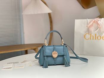 Kitlife CHLOE Penelope leather top-handle bag Blue- 22x14x9cm