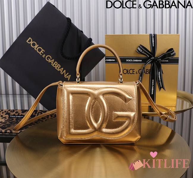 kitlife Dolce & Gabban Top-handle Bag Gold - 13.5x17.5x6.5cm - 1