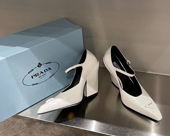 Kitlife Prada Mary Jane Brushed leather pumps White - 95mm