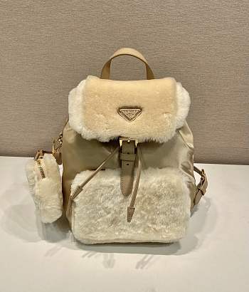 kitlife Prada Re-Nylon and Shearling Backpack - 20.5x25x11.5 cm