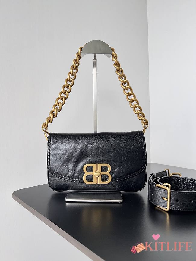 kitlife Balenciaga BB Soft Flap Bag Leather Black -  25.3x24.8x3 cm - 1