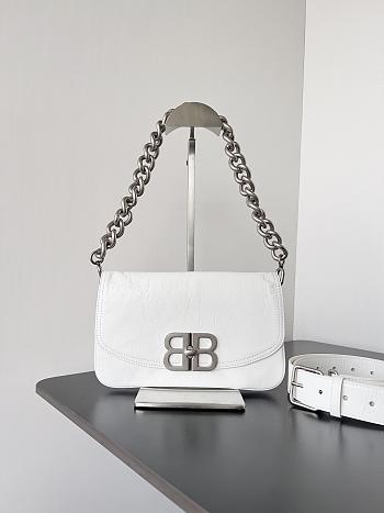 kitlife Balenciaga BB Soft Flap Bag Leather White - 25.3x24.8x3 cm