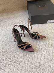 kitlife YSL Gippy Crystal Embellished Ankle Strap Sandal In Dark Chocolate heels 100mm - 2