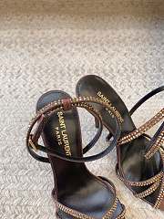 kitlife YSL Gippy Crystal Embellished Ankle Strap Sandal In Dark Chocolate heels 100mm - 4