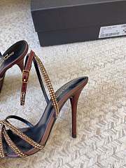 kitlife YSL Gippy Crystal Embellished Ankle Strap Sandal In Dark Chocolate heels 100mm - 3