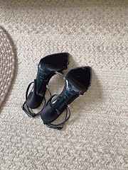 kitlife YSL Gippy Crystal Embellished Ankle Strap Sandal In Dark Black heels 100mm - 6