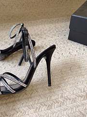 kitlife YSL Gippy Crystal Embellished Ankle Strap Sandal In Dark Black heels 100mm - 4