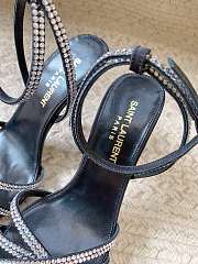 kitlife YSL Gippy Crystal Embellished Ankle Strap Sandal In Dark Black heels 100mm - 3