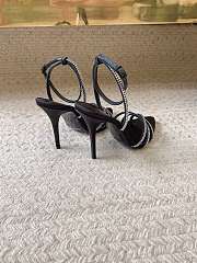 kitlife YSL Gippy Crystal Embellished Ankle Strap Sandal In Dark Black heels 100mm - 2