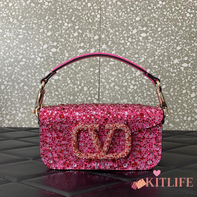 kitlife Valentino Garavani small Locò rhinestone-embellished shoulder bag Pink - 19x10.5x5cm - 1