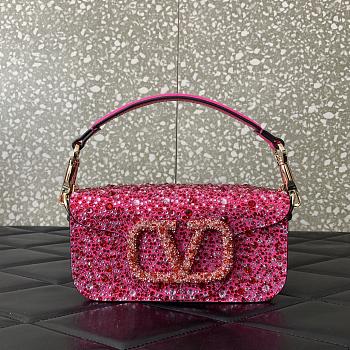 kitlife Valentino Garavani small Locò rhinestone-embellished shoulder bag Pink - 19x10.5x5cm