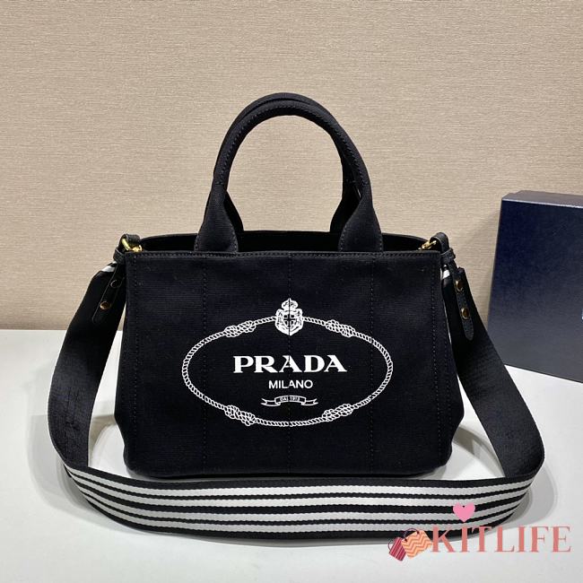 kitlife Prada Black Canapa Logo Canvas Satchel bag - 28x20x15 cm - 1