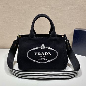 kitlife Prada Black Canapa Logo Canvas Satchel bag - 28x20x15 cm