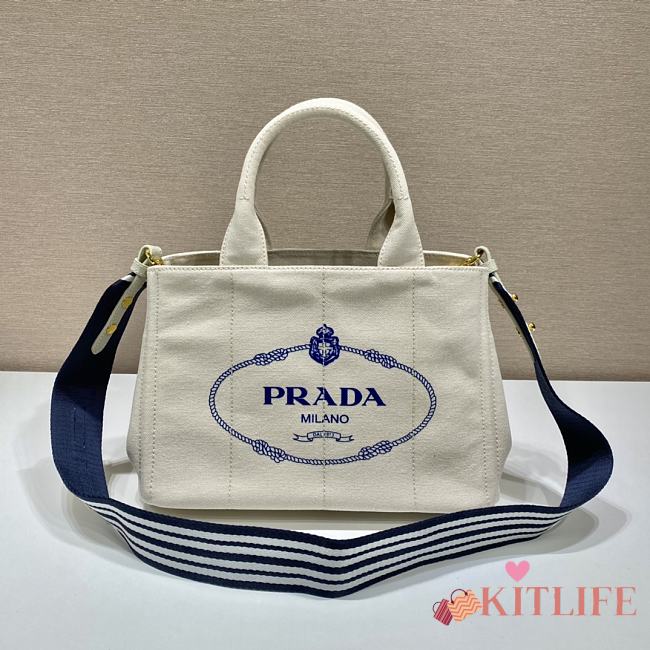 kitlife Prada White Canapa Logo Canvas Satchel bag - 28x20x15 cm - 1