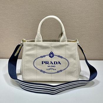 kitlife Prada White Canapa Logo Canvas Satchel bag - 28x20x15 cm