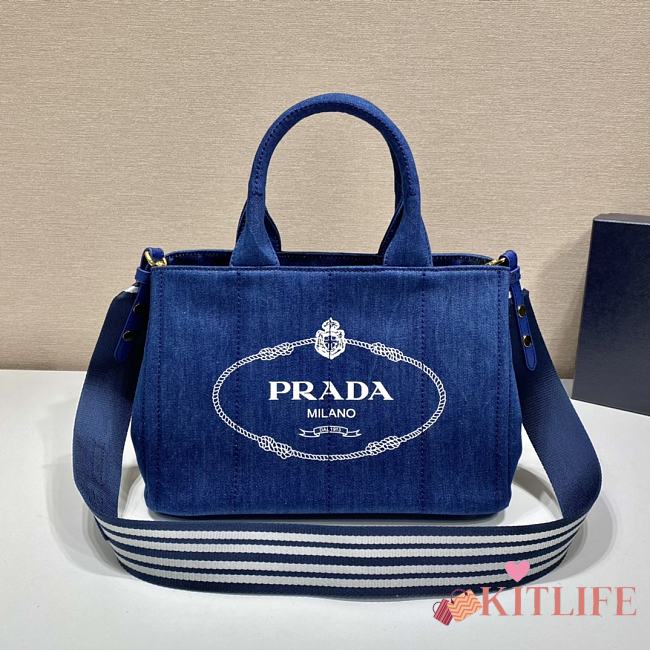 kitlife Prada Blue Canapa Logo Canvas Satchel bag - 28x20x15 cm - 1
