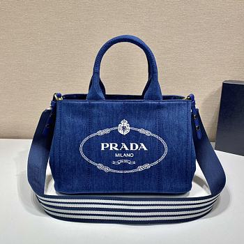 kitlife Prada Blue Canapa Logo Canvas Satchel bag - 28x20x15 cm