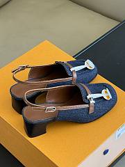 Kitlife Hermes Infinie 50 pump denim sandals - 5