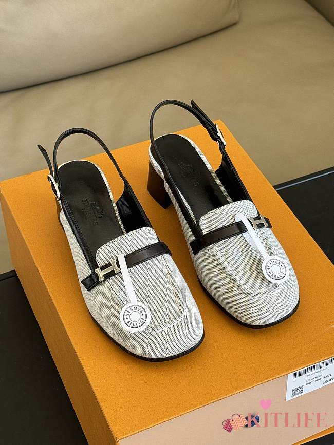 Kitlife Hermes Infinie 50 pump white sandals - 1