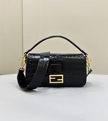 kitlife Fendi Baguette Fendi crocodile black bag - 27x6x16 cm