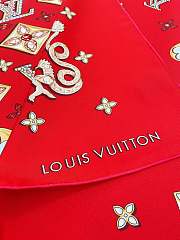 kitlife Louis Vuitton Scarf Red 90x90 cm - 6